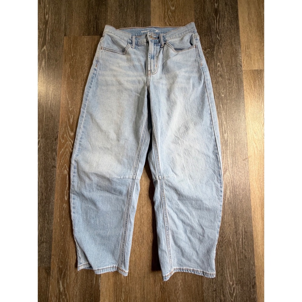 Old Navy Wow Barrel Leg Jeans Womens 6 Light Blue High Rise Curved Denim Pants